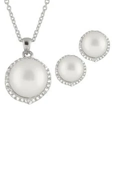 Splendid Pearls | 7-8mm Freshwater Pearl & CZ Stud Earrings & Pendant Necklace Set,商家Nordstrom Rack,价格¥825