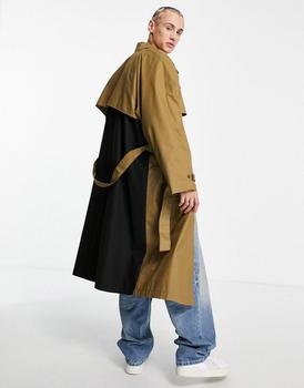 商品ASOS DESIGN extreme oversized trench coat with contrast back panel detail图片