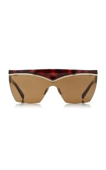 推荐Saint Laurent - Mask Acetate Sunglasses - Brown - OS - Moda Operandi商品