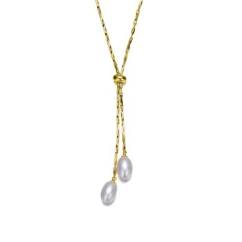 Rachel Glauber | 14k Gold Plated Pearl And Cubic Zirconia Y Neck Necklace,商家Premium Outlets,价格¥306