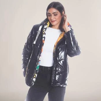 推荐Women's Hi-Shine Chevron Quilt Puffer with Nickelodeon Mashup Print Lining Jacket商品