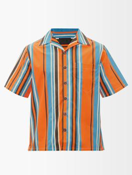 推荐Striped cotton-blend poplin shirt商品