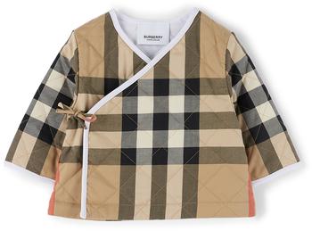 Burberry | Baby Beige Quilted Vintage Check Wrap Jacket商品图片,独家减免邮费