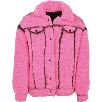 推荐Contrasting detailing shearling jacket in pink商品