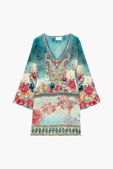 推荐Her Heirloom layered embellished printed silk-chiffon tunic商品