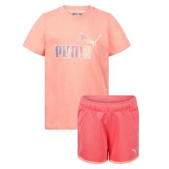 Puma | Logo set of t shirt and shorts in peach and pink商品图片,4折×额外7折, 额外七折