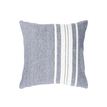 商品Chambray Blue Bold Stripes Linen Down Alternative Throw Pillow图片
