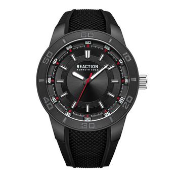 Kenneth Cole | Men's Sporty Three Hand Black Silicon Strap Watch, 49mm商品图片,