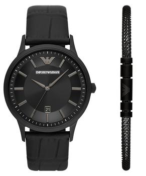 Emporio Armani | Emporio Armani Quartz Black Dial Mens Watch Set AR80057商品图片,4折