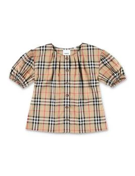 Burberry | Burberry Kids Checkered Puff Sleeved Twill Blouse 5.9折