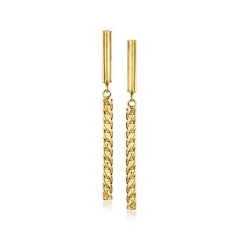 Ross-Simons | Ross-Simons Italian 14kt Yellow Gold Twisted Linear Bar Drop Earrings 5折, 独家减免邮费