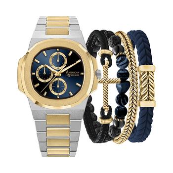 American Exchange | Men's Two-Tone Metal Alloy Bracelet Watch 52mm Gift Set商品图片,