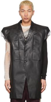Rick Owens | Black Leather Jumbo Tatlin Sleeveless Blazer商品图片,额外8.5折, 独家减免邮费, 额外八五折