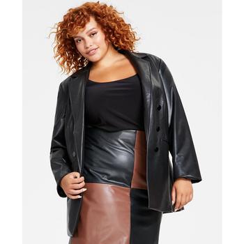 推荐Plus Size Faux-Leather Blazer, Created for Macy's商品