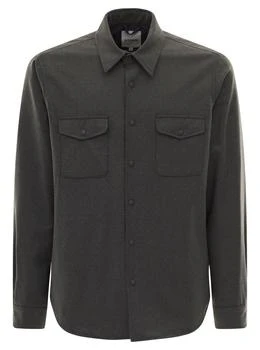 推荐Grey Padded Shirt With Pockets In Flannel Man商品