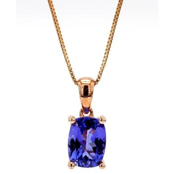 Macy's | Tanzanite Cushion-Cut Solitaire 18" Pendant Necklace (1-1/2 ct. t.w.) in 10k Rose Gold,商家Macy's,价格¥11916