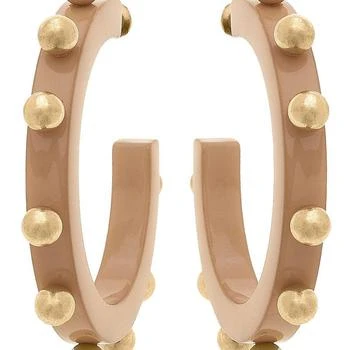 Canvas Style | Kelley Studded Metal and Resin Hoop Earrings In Cocoa,商家Verishop,价格¥244