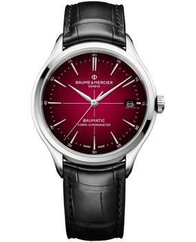 推荐Baume & Mercier Clifton Automatic Burgundy Dial Leather Strap Men's Watch 10699商品