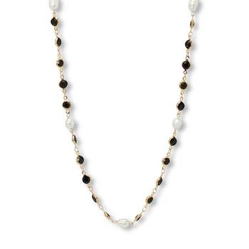 Palm Beach Jewelry | Black Crystal and Pearl Gold Ion-Plated Stainless Steel Long Necklace, 40 Inches,商家Premium Outlets,价格¥391