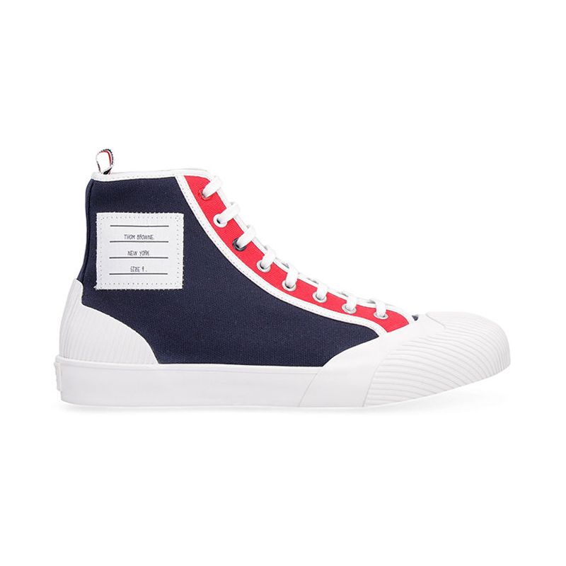 thom browne鞋低帮鞋, Thom Browne | THOM BROWNE 女士红蓝白拼色高帮帆布运动鞋 MFB151B-01588-960商品图片 独家减免邮费