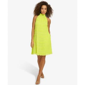 Kensie | Women's Smocked Ruffled Mock-Neck Dress 