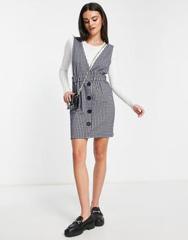 VERO MODA怎么样, VERO MODA | Vero Moda FRSH pinafore mini dress in navy check商品图片 