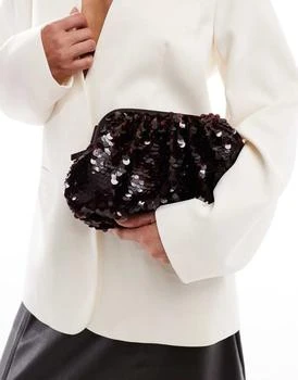 Becksondergaard | Becksondergaard bonita sequin pillow clutch bag with crossbody strap in brown,商家ASOS,价格¥862