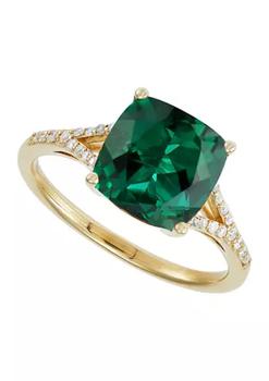 商品1/10 ct. t.w. Diamond and Lab Created Emerald Ring in 10K Yellow Gold,商家Belk,价格¥8212图片