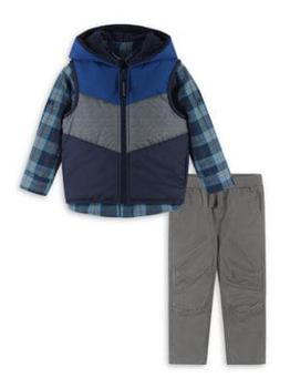 商品Andy & Evan | Little Boy's & Boy's Hooded Puffer Vest 3-Piece Set,商家Saks OFF 5TH,价格¥323图片