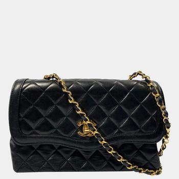 [二手商品] Chanel | Chanel Black Matelasse Leather Vintage Single Flap Bag商品图片,