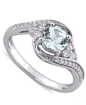 Macy's | Aquamarine (3/4 ct. t.w.), White Topaz (1/4 ct. t.w.) & Diamond (1/10 ct. t.w.) Swirl Ring in 10k White Gold,商家Macy's,价格¥3856