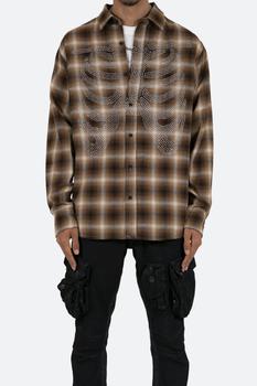 MNML | Rhinestone Skeleton Flannel Shirt - Brown商品图片,