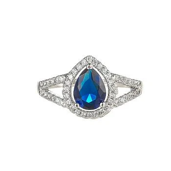 推荐Silver-Tone Sapphire Pear Shaped Ring商品