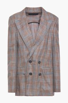 ROLAND MOURET, ROLAND MOURET | Salvatore double-breasted open-back checked bamboo blazer商品图片 3折