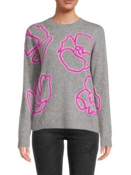Saks Fifth Avenue | Neon Floral Crewneck Cashmere Sweater商品图片,6.9折