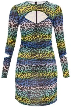 推荐Multicolored Leopard Print Mesh Minidress商品