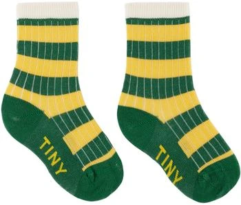 Tinycottons | Kids Green & Yellow Big Stripes Socks,商家Ssense US,价格¥75