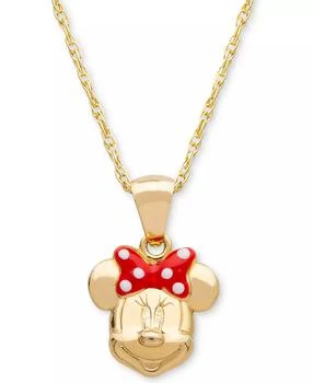 Disney | Children's Minnie Mouse 15" Pendant Necklace with Enamel Bow in 14k Gold,商家Macy's,价格¥1122