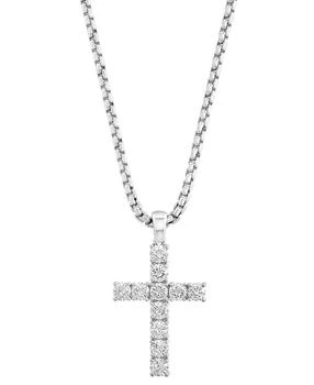 Effy | EFFY® Men's Zircon Cross 22" Pendant Necklace in Sterling Silver,商家Macy's,价格¥10101