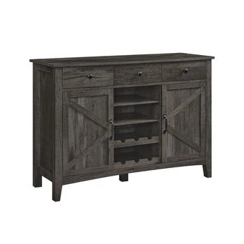 BreeBe | Farmhouse Buffet Cabinet with Wine Rack Stone Gray,商家Premium Outlets,价格¥1567