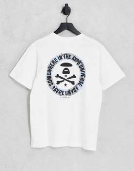 推荐AAPE By A Bathing Ape camo skull and crossbone t-shirt in white商品