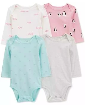 Carter's | Baby Girls 4-Pk. Long-Sleeve Cotton Bodysuits,商家Macy's,价格¥113