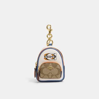 商品Coach Outlet Mini Court Backpack Bag Charm In Signature Canvas With Coach Stamp图片