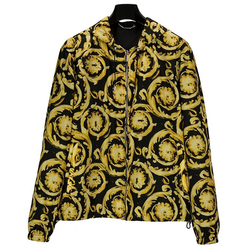 范思哲卫衣价格, Versace | VERSACE 男士黄色印花拉链连帽外套 A76017-1187-A732商品图片 独家减免邮费