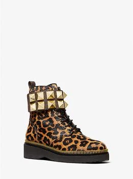 Michael Kors | Haskell Studded Printed Calf Hair Combat Boot 