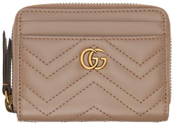 Gucci | Taupe GG Marmont Matelassé Zip Card Holder商品图片,独家减免邮费