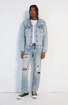 推荐Light Blue Ripped 501 Original Fit Selvedge Jeans商品