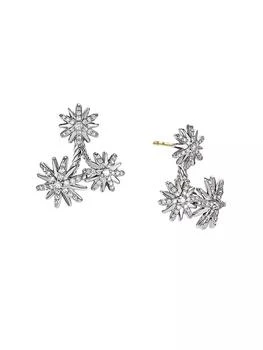 David Yurman | Starburst Cluster Earrings in Sterling Silver with Diamonds, 25MM,商家Saks Fifth Avenue,价格¥20066