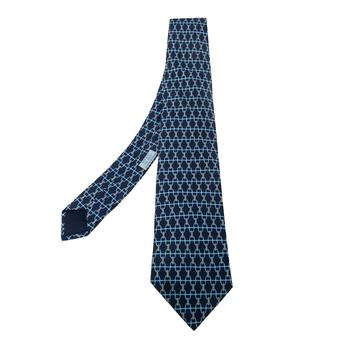 爱马仕领带, [二手商品] Hermes | Hermès Blue Stirrup Print Silk Traditional Tie商品图片 5.3折