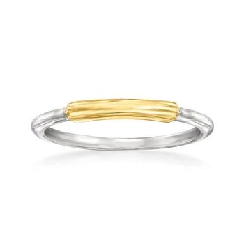 RS Pure | RS Pure by Ross-Simons Sterling Silver and 14kt Yellow Gold Bar Ring,商家Premium Outlets,价格¥893